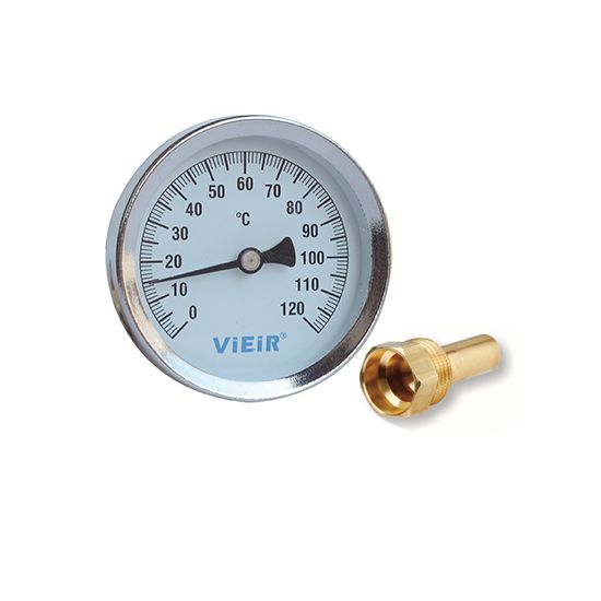 Термометр биметаллический d 63мм, с погружной гильзой / 0-120℃